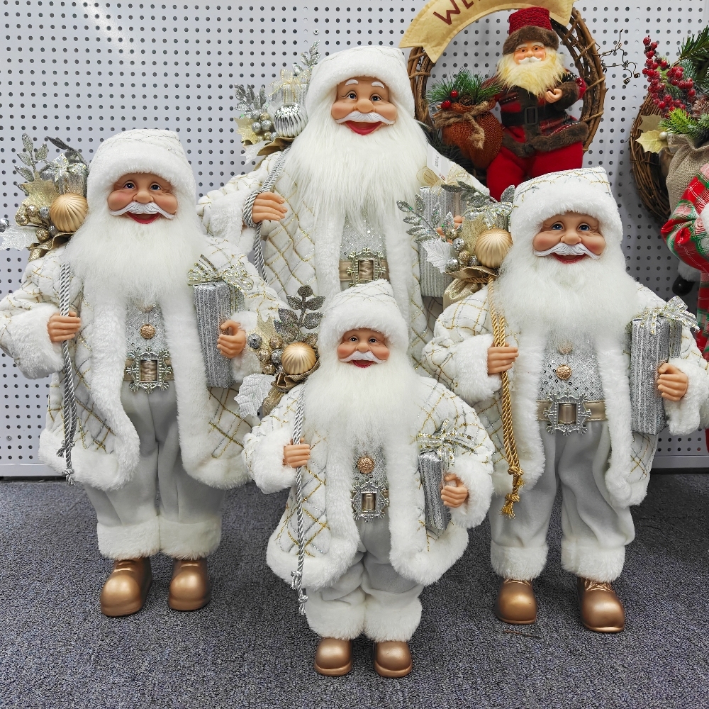 Handmade Xmas Luxury Navidad 30/40/60/80cm Standing Santa Claus Doll Figurines Christmas Large Decoration Christmas Santa Claus