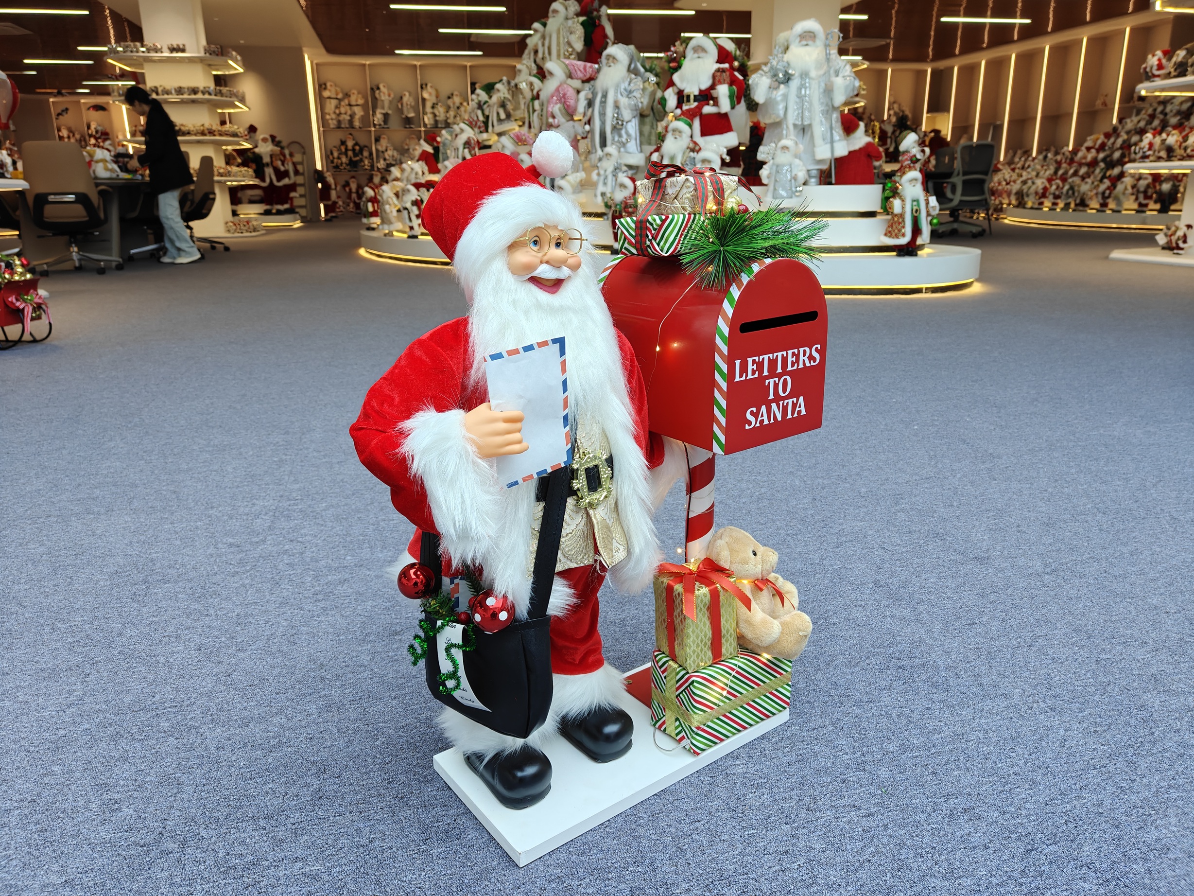 24" Luxury Standing Santa Mailbox with Acoustical Control Light Musical Christmas Decor