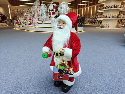 60cm Xmas Handmade Resin Santa Claus Doll with Candy Box And Christmas Film Handicraft Santa Claus Indoor Decoration