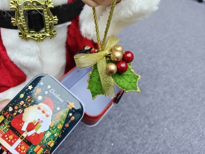 60cm Xmas Handmade Resin Santa Claus Doll with Candy Box And Christmas Film Handicraft Santa Claus Indoor Decoration