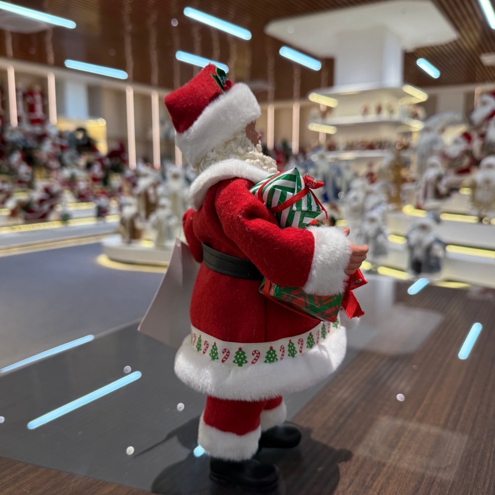 11Inch Xmas Handmade Resin Santa Claus Doll with Christmas Gifts Box&Bag Handicraft Polyresin Santa Claus Indoor Decoration