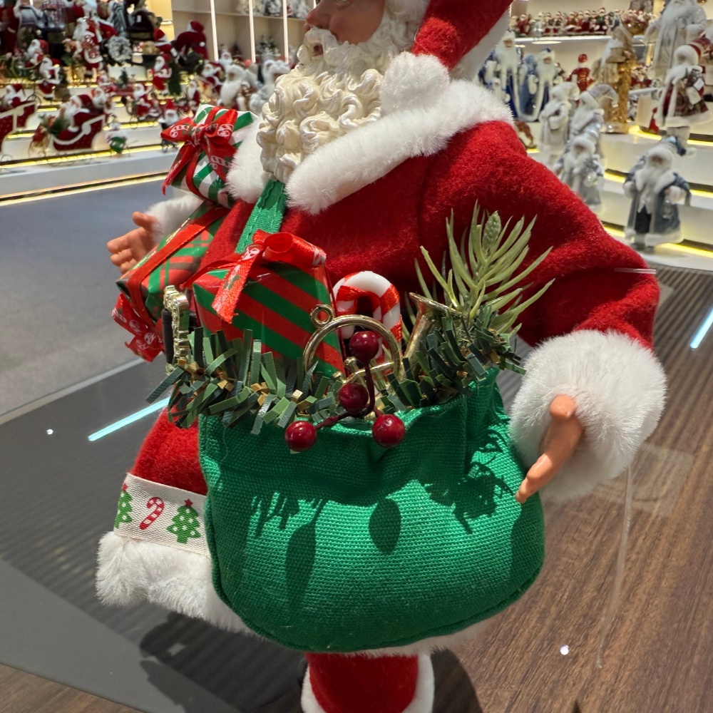 11Inch Xmas Handmade Resin Santa Claus Doll with Christmas Gifts Box&Bag Handicraft Polyresin Santa Claus Indoor Decoration