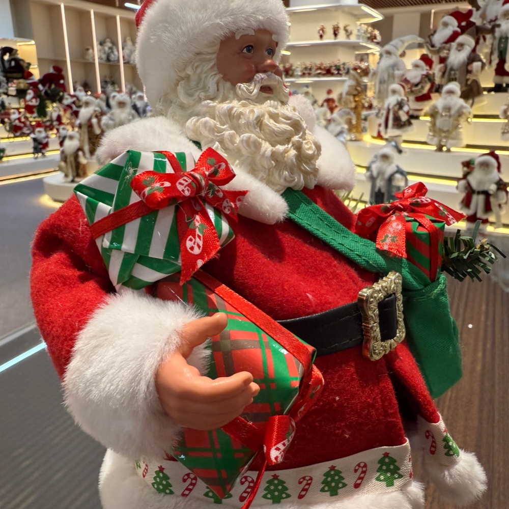 11Inch Xmas Handmade Resin Santa Claus Doll with Christmas Gifts Box&Bag Handicraft Polyresin Santa Claus Indoor Decoration