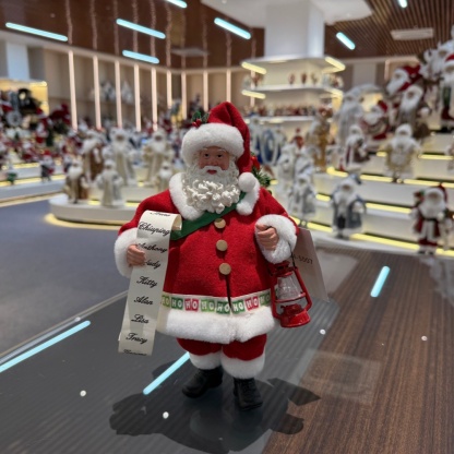 11Inch Xmas Handmade Resin Santa Claus Doll with Oil Lamp Christmas Gift List Handicraft Polyresin Santa Claus Indoor Decoration