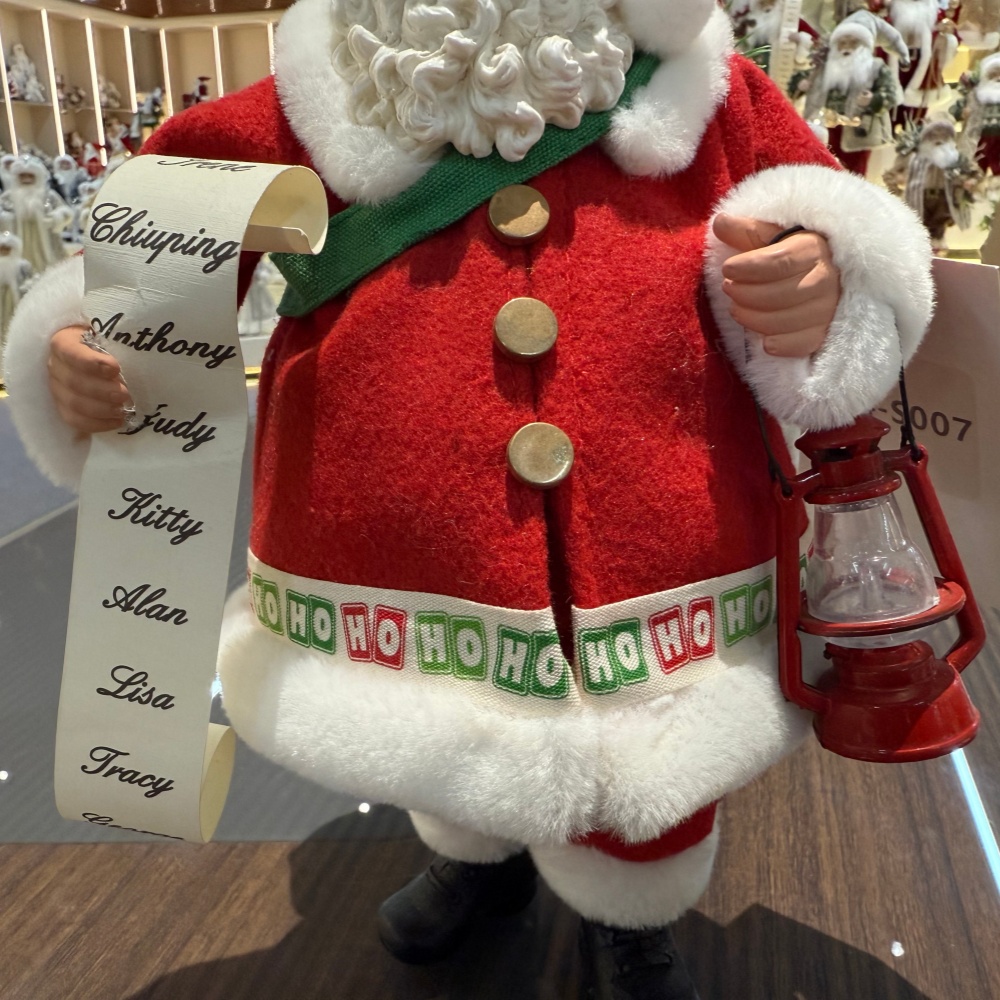 11Inch Xmas Handmade Resin Santa Claus Doll with Oil Lamp Christmas Gift List Handicraft Polyresin Santa Claus Indoor Decoration