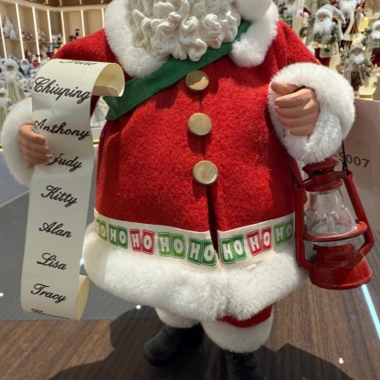 11Inch Xmas Handmade Resin Santa Claus Doll with Oil Lamp Christmas Gift List Handicraft Polyresin Santa Claus Indoor Decoration