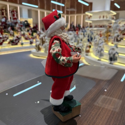 11Inch Xmas Handmade Resin Santa Claus Doll with Coffee and cookies Christmas Gift Handicraft Polyresin Santa Claus Indoor Decoration