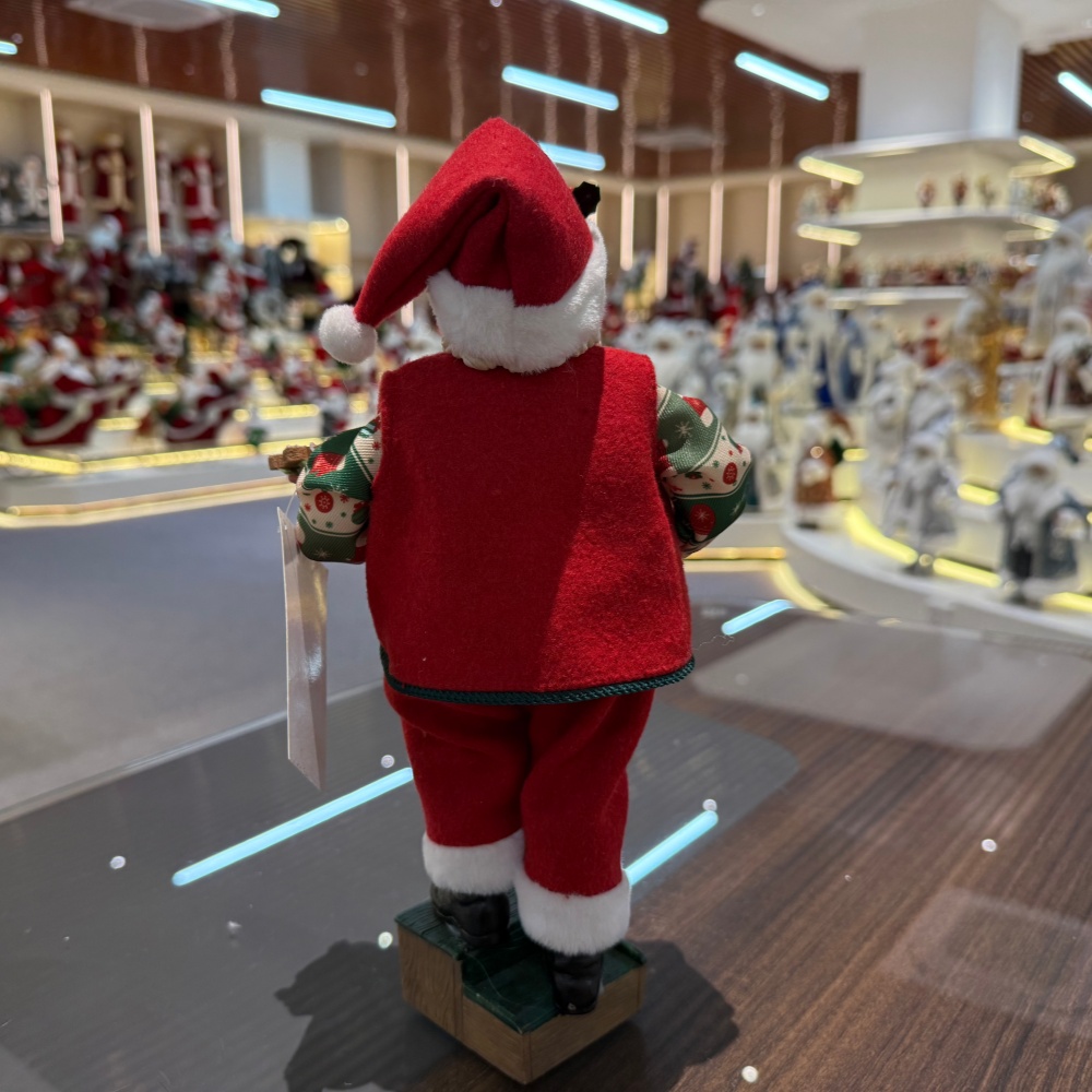 11Inch Xmas Handmade Resin Santa Claus Doll with Coffee and cookies Christmas Gift Handicraft Polyresin Santa Claus Indoor Decoration