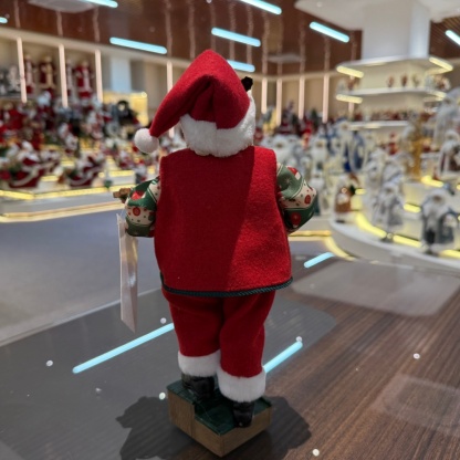 11Inch Xmas Handmade Resin Santa Claus Doll with Coffee and cookies Christmas Gift Handicraft Polyresin Santa Claus Indoor Decoration