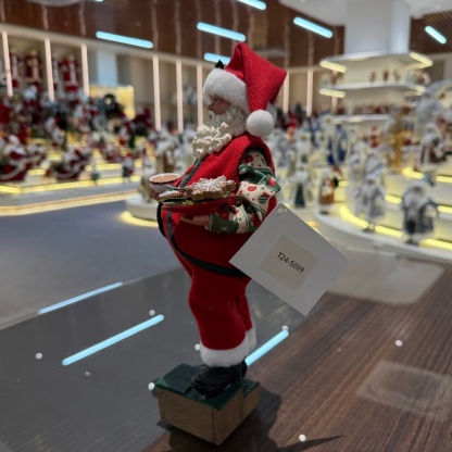 11Inch Xmas Handmade Resin Santa Claus Doll with Coffee and cookies Christmas Gift Handicraft Polyresin Santa Claus Indoor Decoration