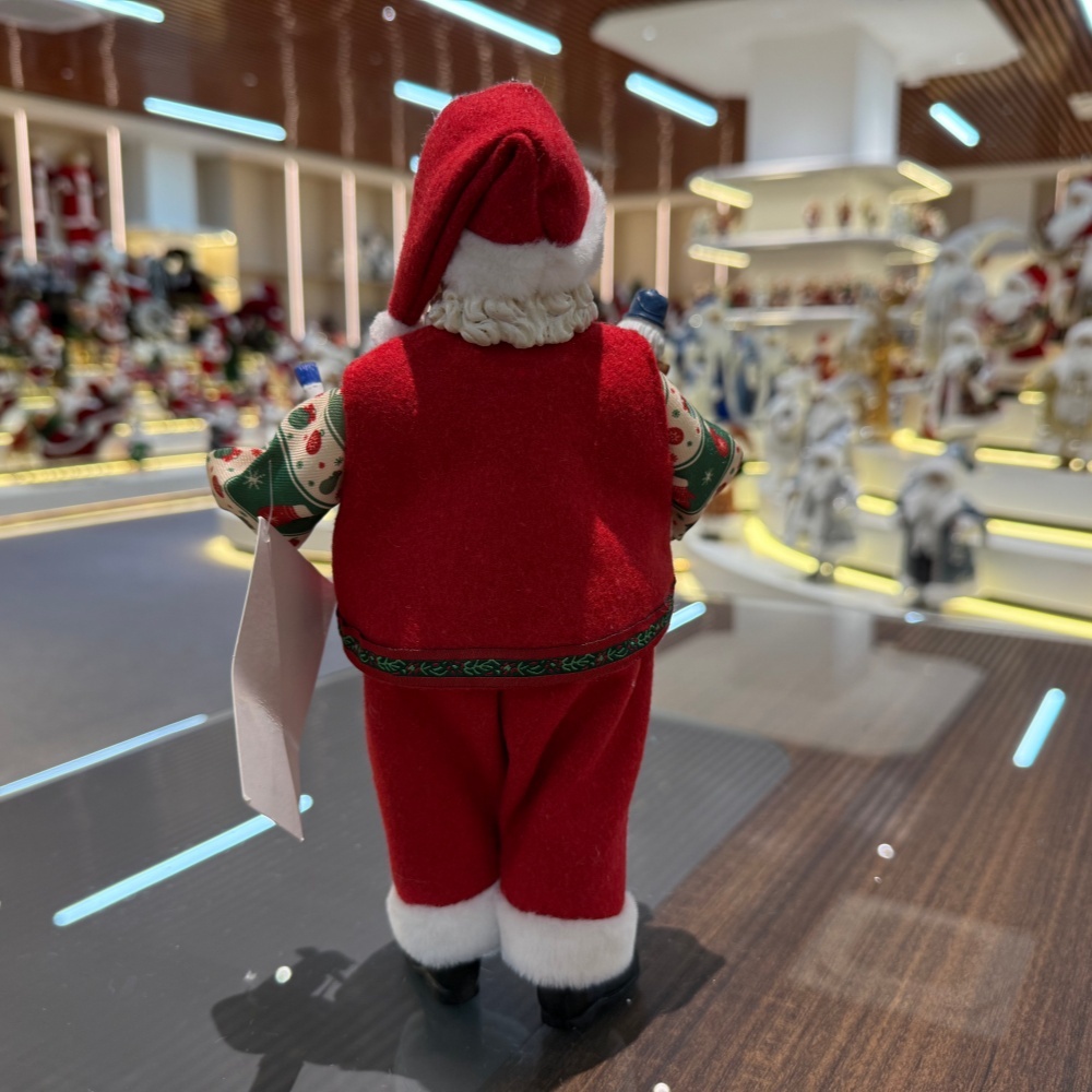 11Inch Xmas Handmade Resin Santa Claus Doll with Nutcracker and Brush Handicraft Polyresin Santa Claus Indoor Decoration