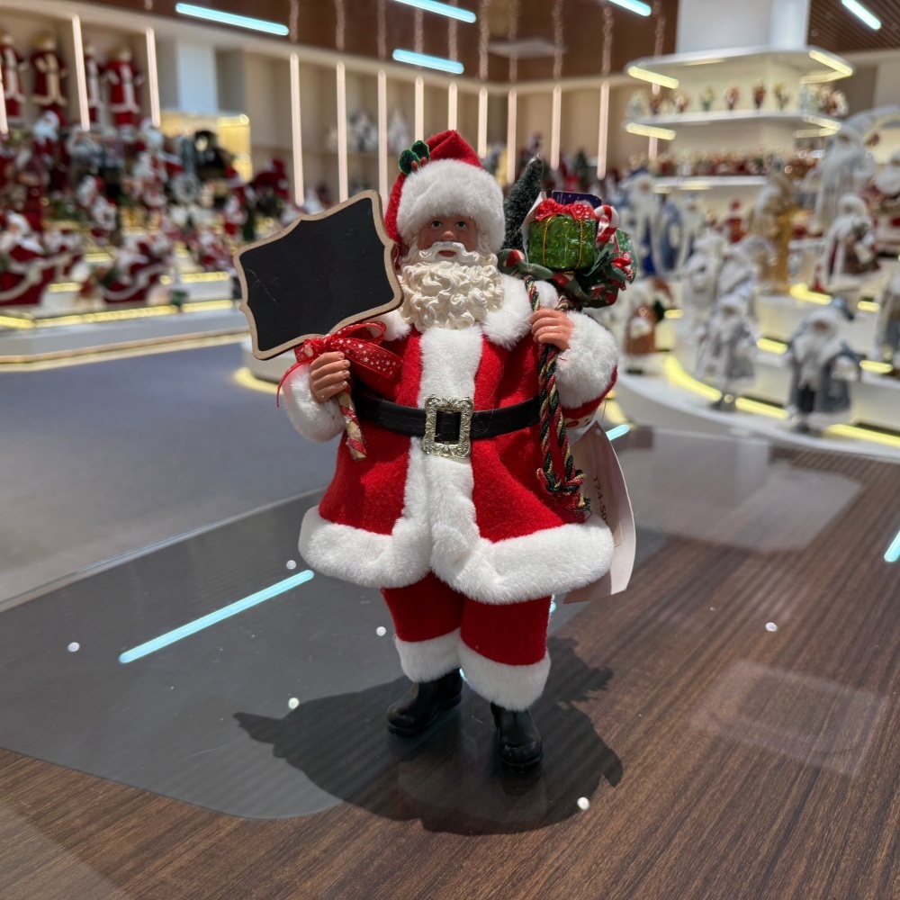 11Inch Xmas Handmade Resin Santa Claus Doll with  Blackboard And Christmas Tree Gifts Bag Handicraft Polyresin Santa Claus Indoor Decoration