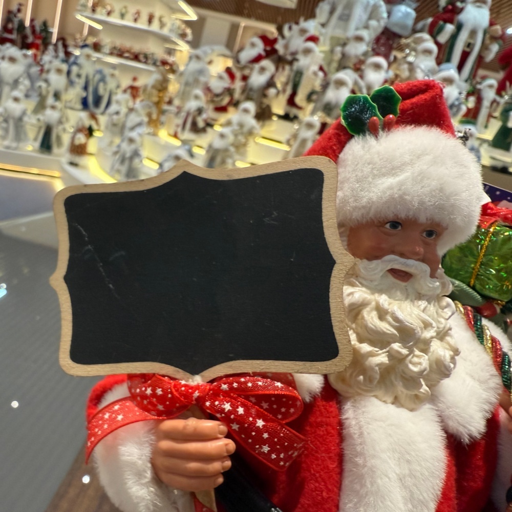 11Inch Xmas Handmade Resin Santa Claus Doll with  Blackboard And Christmas Tree Gifts Bag Handicraft Polyresin Santa Claus Indoor Decoration