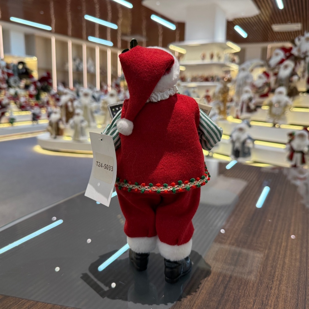 11Inch Xmas Handmade Resin Santa Claus Doll with Pad And Newspaper Handicraft Polyresin Santa Claus Indoor Decoration