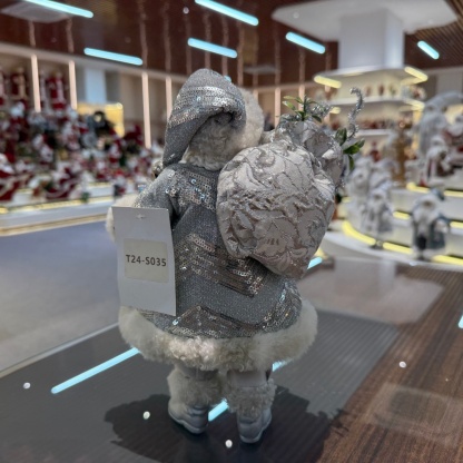 11Inch Xmas Handmade Resin Santa Claus Doll with Silver Christmas Gift Box&Bag Handicraft Polyresin Santa Claus Indoor Decoration