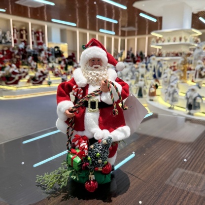 11Inch Xmas Handmade Resin Santa Claus Doll with Christmas Gifts Bag Handicraft Polyresin Santa Claus Indoor Decoration