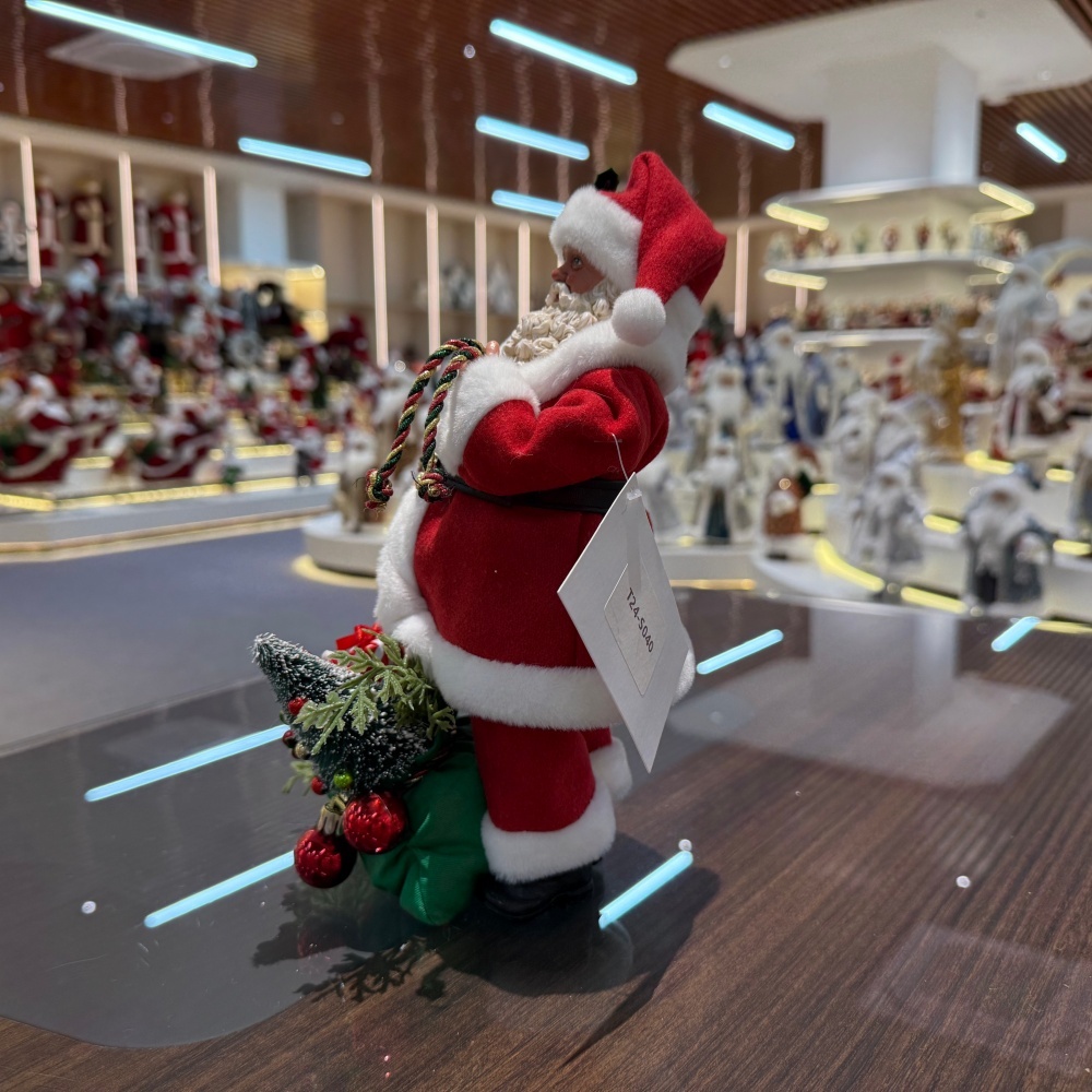 11Inch Xmas Handmade Resin Santa Claus Doll with Christmas Gifts Bag Handicraft Polyresin Santa Claus Indoor Decoration