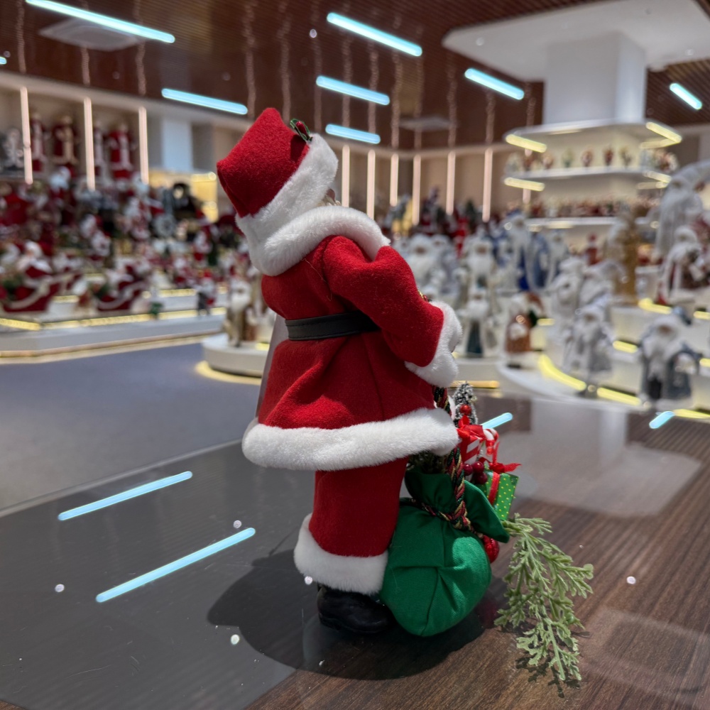 11Inch Xmas Handmade Resin Santa Claus Doll with Christmas Gifts Bag Handicraft Polyresin Santa Claus Indoor Decoration