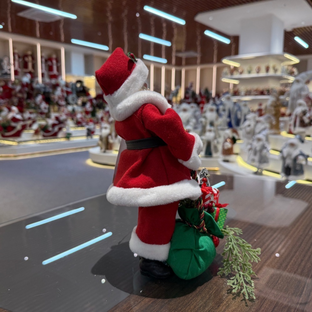 11Inch Xmas Handmade Resin Santa Claus Doll with Christmas Gifts Bag Handicraft Polyresin Santa Claus Indoor Decoration