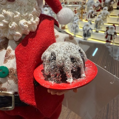 11Inch Xmas Handmade Resin Santa Claus Doll with Cream Cake Handicraft Polyresin Santa Claus Indoor Decoration