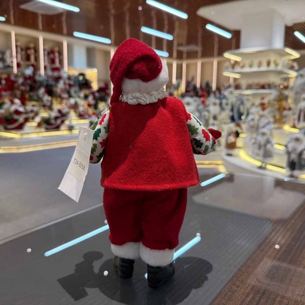 11Inch Xmas Handmade Resin Santa Claus Doll with Coffee and Gingerbread cookies Christmas Gift Handicraft Polyresin Santa Claus Indoor Decoration