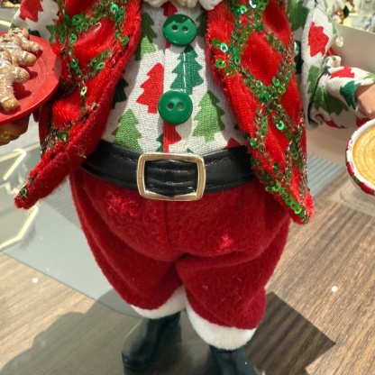 11Inch Xmas Handmade Resin Santa Claus Doll with Coffee and Gingerbread cookies Christmas Gift Handicraft Polyresin Santa Claus Indoor Decoration