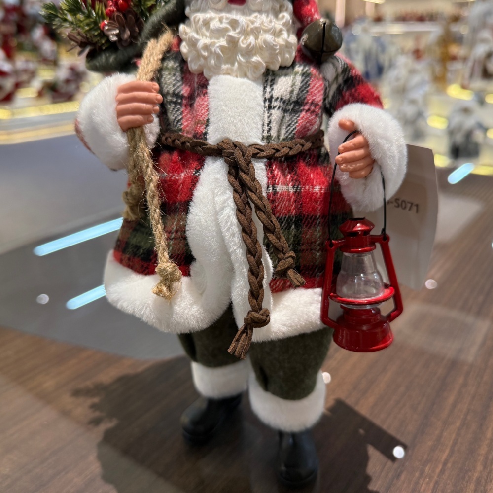 11Inch Xmas Handmade Resin Santa Claus Doll with Oil Lamp And Christmas Tree Gifts Bag Handicraft Polyresin Santa Claus Indoor Decoration