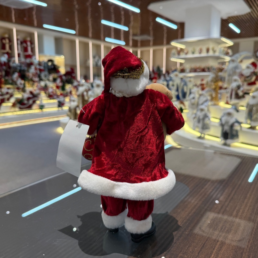 11Inch Xmas Handmade Resin Santa Claus Doll with Bear And Christmas Ball Handicraft Polyresin Santa Claus Indoor Decoration