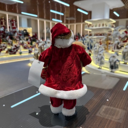 11Inch Xmas Handmade Resin Santa Claus Doll with Bear And Christmas Ball Handicraft Polyresin Santa Claus Indoor Decoration