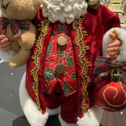 11Inch Xmas Handmade Resin Santa Claus Doll with Bear And Christmas Ball Handicraft Polyresin Santa Claus Indoor Decoration