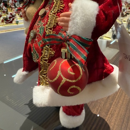 11Inch Xmas Handmade Resin Santa Claus Doll with Bear And Christmas Ball Handicraft Polyresin Santa Claus Indoor Decoration