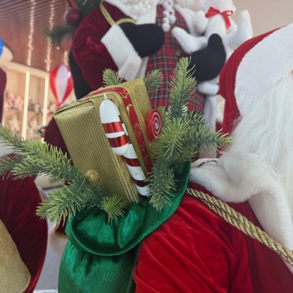 150CM Xmas Handmade Traditional Singing And Dancing Santa Claus Doll Head And Mouth Movement A/C ADAPTER With Santa Bear and Gifts Bag Indoor Decoration