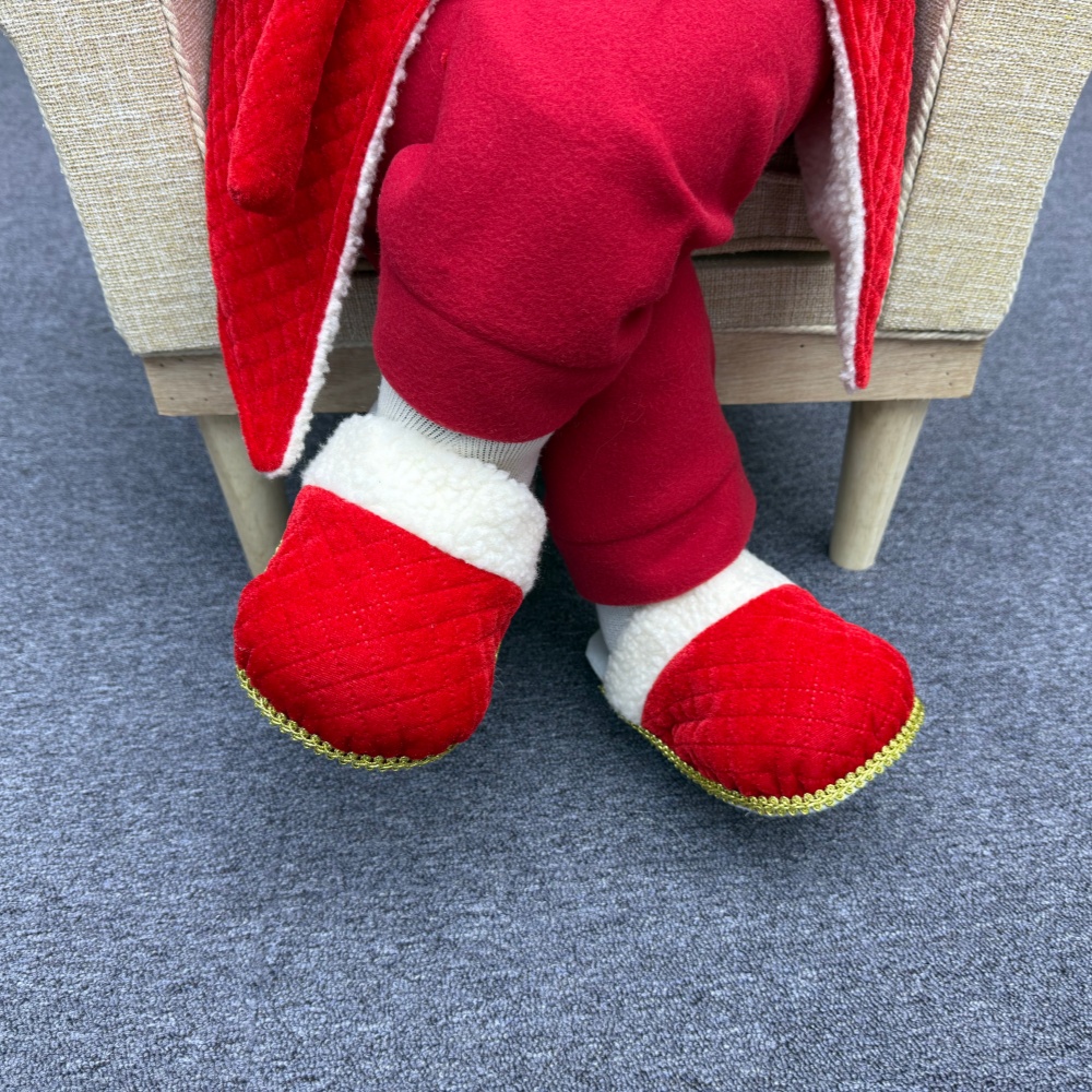 80cm Red Fabric Traditional Christmas Santa Claus SITTING ON A SOFA Musical Ornament Decoration Home Gift Xmas Figurine
