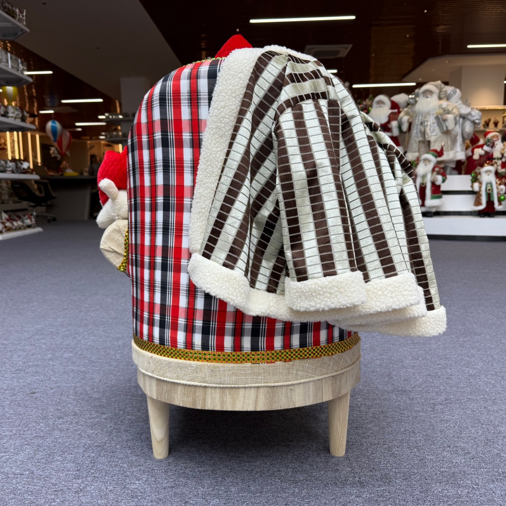 80cm Red Fabric Traditional Christmas Santa Claus SITTING ON A SOFA Musical Ornament Decoration Home Gift Xmas Figurine