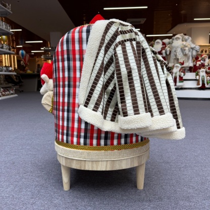 80cm Red Fabric Traditional Christmas Santa Claus SITTING ON A SOFA Musical Ornament Decoration Home Gift Xmas Figurine