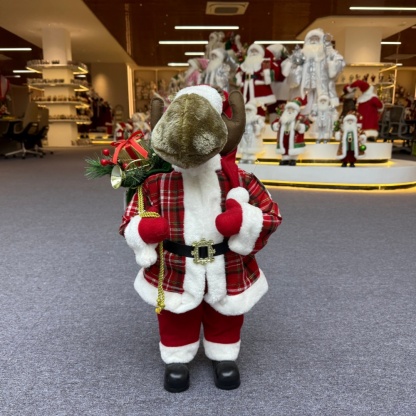 45cm Xmas Handmade Traditional Christmas Reindeer with Christmas Gift Bag Handicraft Santa Claus Doll Indoor Decoration