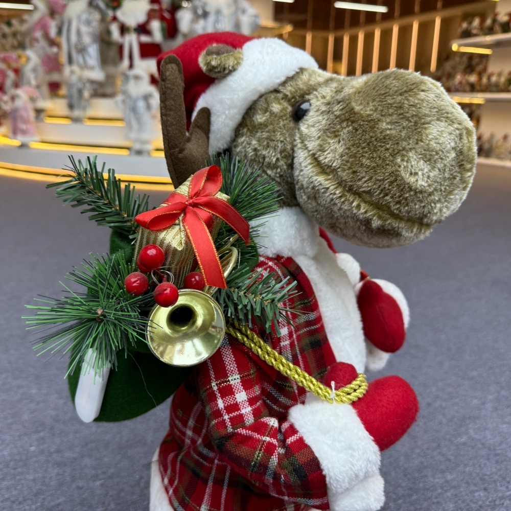 45cm Xmas Handmade Traditional Christmas Reindeer with Christmas Gift Bag Handicraft Santa Claus Doll Indoor Decoration