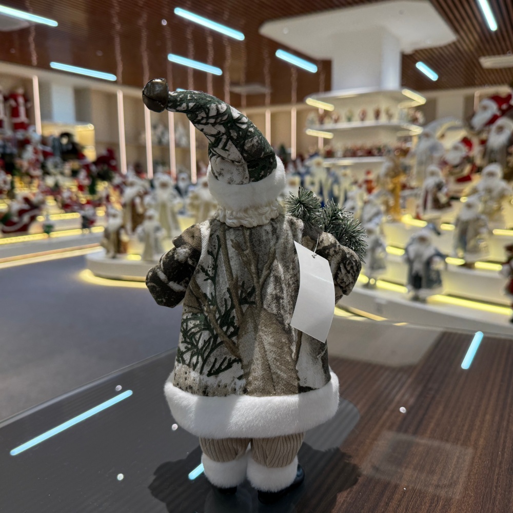 11Inch Xmas Handmade Resin Santa Claus Doll with Christmas Gift Box Handicraft Polyresin Santa Claus Indoor Decoration