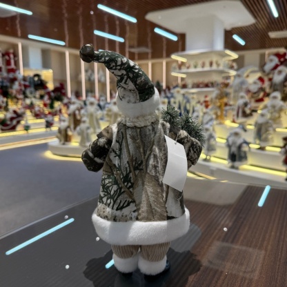 11Inch Xmas Handmade Resin Santa Claus Doll with Christmas Gift Box Handicraft Polyresin Santa Claus Indoor Decoration