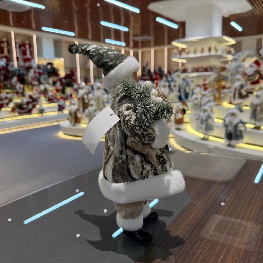 11Inch Xmas Handmade Resin Santa Claus Doll with Christmas Gift Box Handicraft Polyresin Santa Claus Indoor Decoration