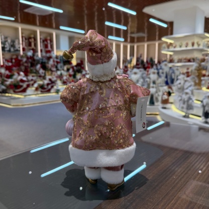 11Inch Xmas Handmade Resin Santa Claus Doll with Christmas Ball and Gift Box Handicraft Polyresin Santa Claus Indoor Decoration