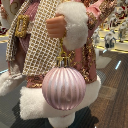 11Inch Xmas Handmade Resin Santa Claus Doll with Christmas Ball and Gift Box Handicraft Polyresin Santa Claus Indoor Decoration