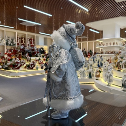 45cm Xmas Handmade Silver Santa Claus Doll with Christmas Gift Bag Handicraft Santa Claus Indoor Decoration