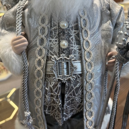 45cm Xmas Handmade Silver Santa Claus Doll with Christmas Gift Bag Handicraft Santa Claus Indoor Decoration