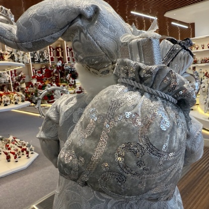 45cm Xmas Handmade Silver Santa Claus Doll with Christmas Gift Bag Handicraft Santa Claus Indoor Decoration