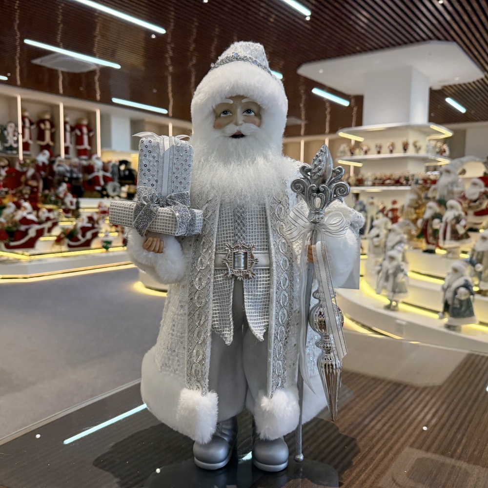 45cm Xmas Handmade Luxury Santa Claus Doll with Christmas Gift Box Handicraft Santa Claus Indoor Decoration