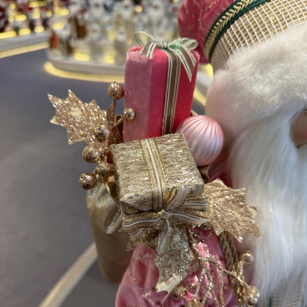 45cm Xmas Handmade Luxury Santa Claus Doll with Christmas Gift Bag And Balls Handicraft Santa Claus Indoor Decoration