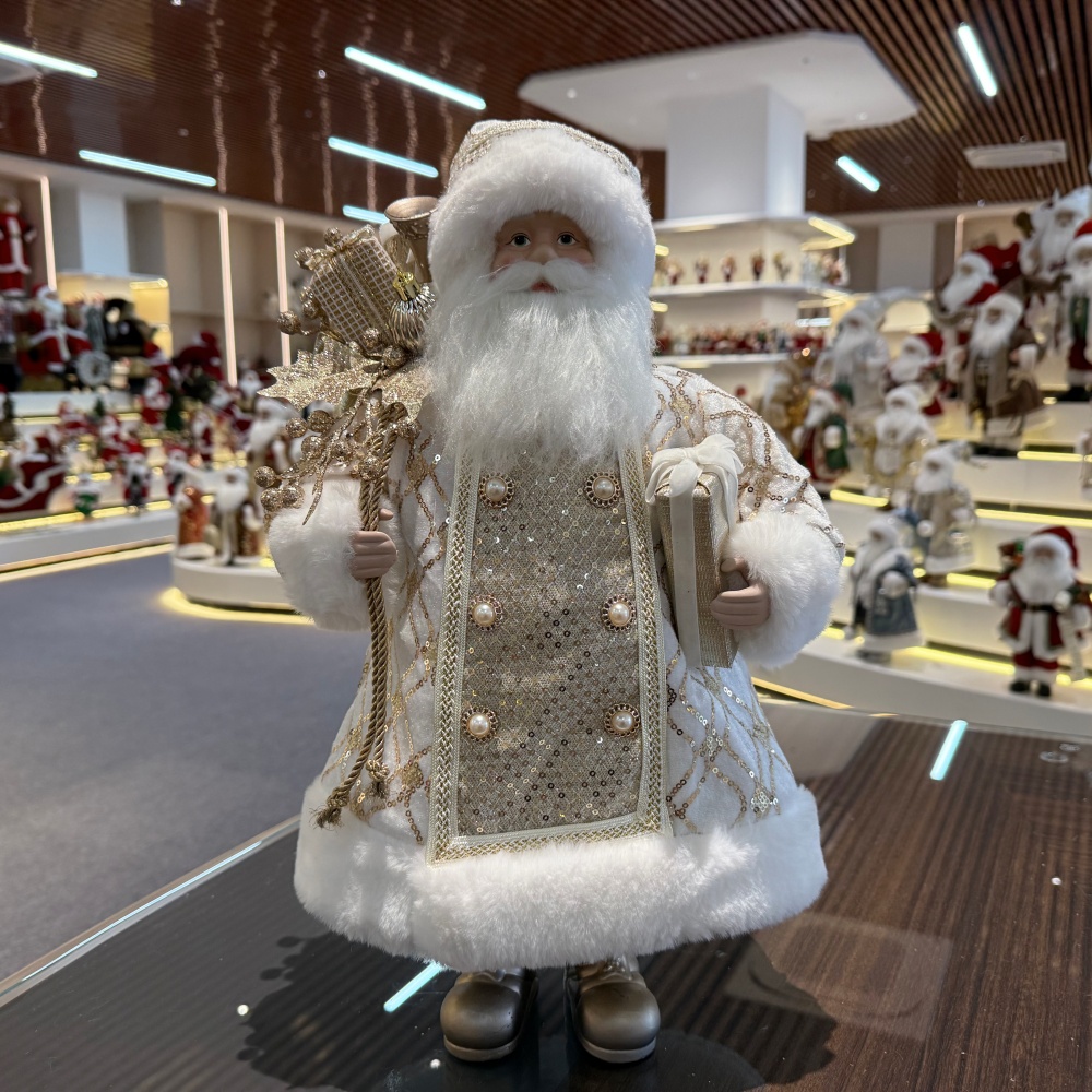 45cm Xmas Handmade Luxury Santa Claus Doll with Christmas Gift Bag And Box Handicraft Plush Santa Claus Indoor Decoration
