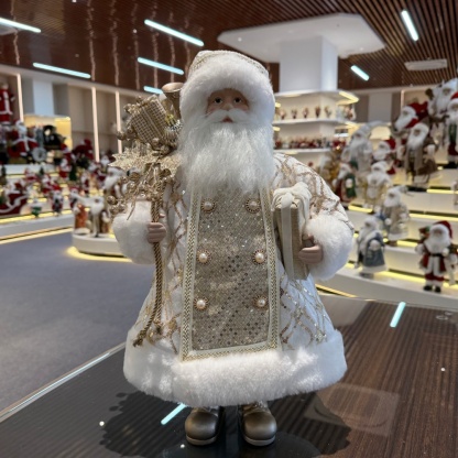 45cm Xmas Handmade Luxury Santa Claus Doll with Christmas Gift Bag And Box Handicraft Plush Santa Claus Indoor Decoration