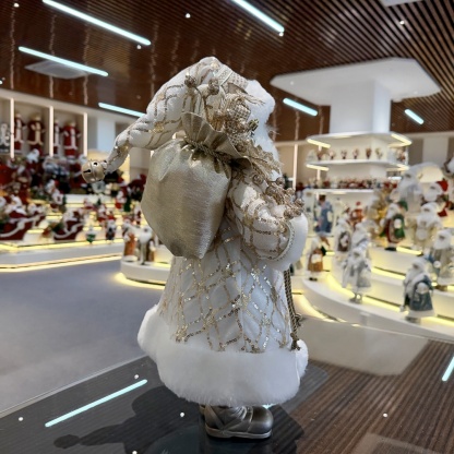 45cm Xmas Handmade Luxury Santa Claus Doll with Christmas Gift Bag And Box Handicraft Plush Santa Claus Indoor Decoration